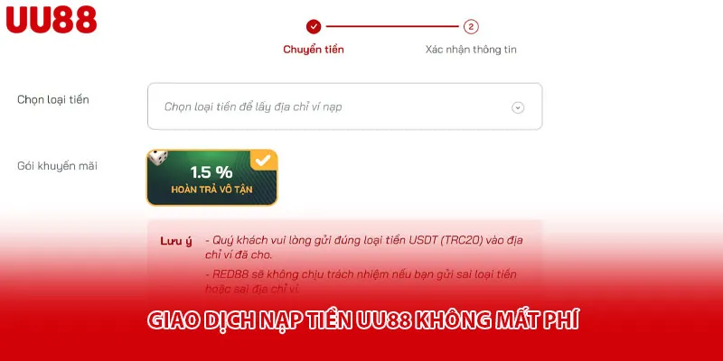 Giao dịch nạp tiền uu88 không mất phí